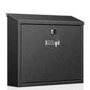 Uniclife Wall Mount Mailbox for Outside, Large Locking Mailbox with Key Lock, Security Mail Box, Postbox for House, Safe Key Drop Case, Steel Cash Drop Case for Home Office School, Black