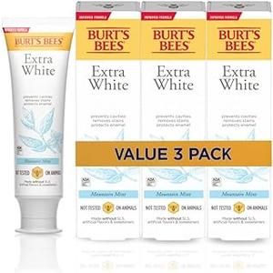 Burt's Bees Extra White Toothpaste, Fluoride Toothpaste, Natural Flavor, Mountain Mint, 4.7 oz, Pack of 3 EXP AU2027