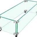 Fire Pit Wind Guard, 23.5" x 7.5" Square Tempered Glass Wind Shield for Firepit & Fire Table, Thick Glass and Easy Installation with Included Tools, Airflow Management for Stable Flame