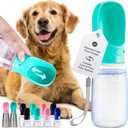 MalsiPree Leak Proof Portable Dog Travel Bottle with Bowl - 19 oz, Blue - Portable Dog Water Bowl Dispenser - Food Grade Plastic - Pet Water Bottle