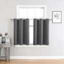 ChrisDowa Small Window Curtains 36 inches Long for Bedroom - Grommet Short Thermal Insulated Room Darkening Curtains for Kitchen (2 Panels, Grey, 42 x 36 Inch)