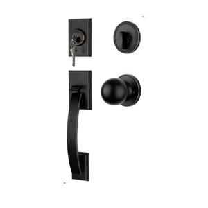 Goldenwarm Front Door Handle and Deadbolt Set, Oil Rubbed Bronze Front Door Lock Set, Front Door Lock Set with Reversible Knob Handle