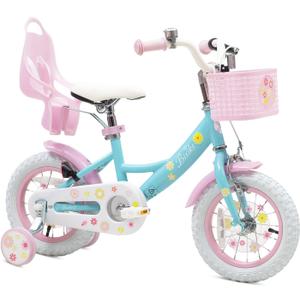 Bixike Girls Bike with Basket for Toddlers and Kids Aged 3-14 Years Old, 12 14 16 18 Inch with Training Wheels & Doll Seat, 20 Inch with Kickstand & Rear Rack, Princess Style Bicycle for Gift.