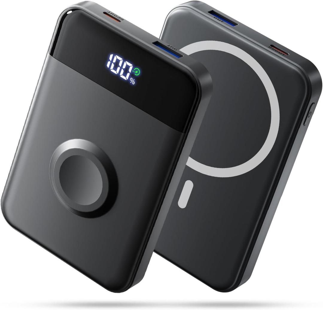 for Magsafe Portable Charger, 10000mAh Fast Charging Power Bank for iPhone 17/16/15/14/13/12, Travel Essentials USB-C Wireless Magnetic Battery Pack for Apple Watch