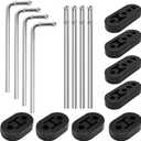 16 Pcs 3/8" Exhaust Hanger Kit, Heavy Duty Zinc Coated Hanger Rods (4x 90 & 4x Straight) with Rubber Insulators (4x 2-Hole & 4x 4-Hole), Universal Weld-On Muffler Mount for Car Truck SUV