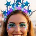 2 x Yokawe Twinkling LED Light Up Stars Tinsel Headband,Silver Glitter Christmas Party Crown, New Year Costume Hair Accessory for Women