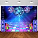 Disco Backdrop 7 x 5 ft Retro Glow Party 70s 80s 90s Theme Stage Dance Background Disco Party Decoration Disco Ball Banner Dance Backdrop for Birthday Party Prom Portrait Photo Props Polyester, Red