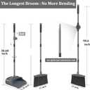 Ivandar Broom and Dustpan Set, Dust pan with Long Handle, Broom with Dustpan Combo Set, Broom and Dustpan for Home, Indoor or Outdoor Cleaning Tool (Deep Gray&Light Gray)