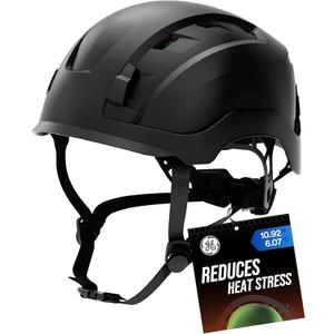 GE Safety Helmet, Impact Absorbing Tech, Adjustable Ratchet, ANSI Type 1, Memory Foam Padding, Hard Hats Protection, Chin Strap, Black