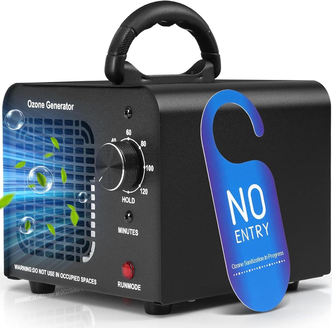 Ozone Generator 60000mg/h, High Capacity Ozone Machine, Odor Eliminator for Home, Car, Smoke, Pets, O3 Air Purifier Deodorizes 6,000 Square Feet (Black)