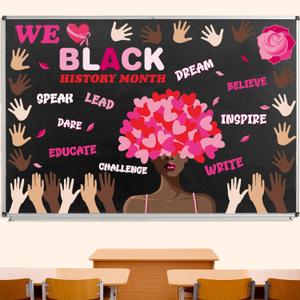 167 Pcs Black History Month Window Door Clings Stickers Valentine's Day Bulletin Board DIY Stickers African American Heart Cutout with Glue for Classroom School Chalkboard Wall Home Supplies