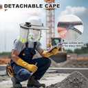 1 Set Hard Hat Sun Shade with Dual Solar Fan, Detachable Hard Hat Visor Full Brim with Neck Protection, High Visibility Mesh Hardhat Sun Shield Reflective Strip for Construction Workers (Light Grey)