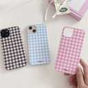 Phone Case for iPhone 15 Pro Max Case Cute Lattice Stylish Aesthetic Pattern Girly Women Design Glossy Shockproof Protective Cover for iPhone 15 Pro Max-Black