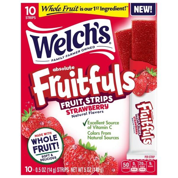 Welch's, Fruit Strips Strawberry, 0.5 Ounce Best By: 11/20/25