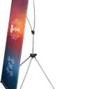 USCNC X Banner Stand Adjustable Fit Banner 23 x 63 to 32 x 78 Inch, Portable Travel Bag, Bigger, More Adaptable Advertising, Stores, Tradeshow, Restaurant, Event, Birthday & Party (1 PACk)