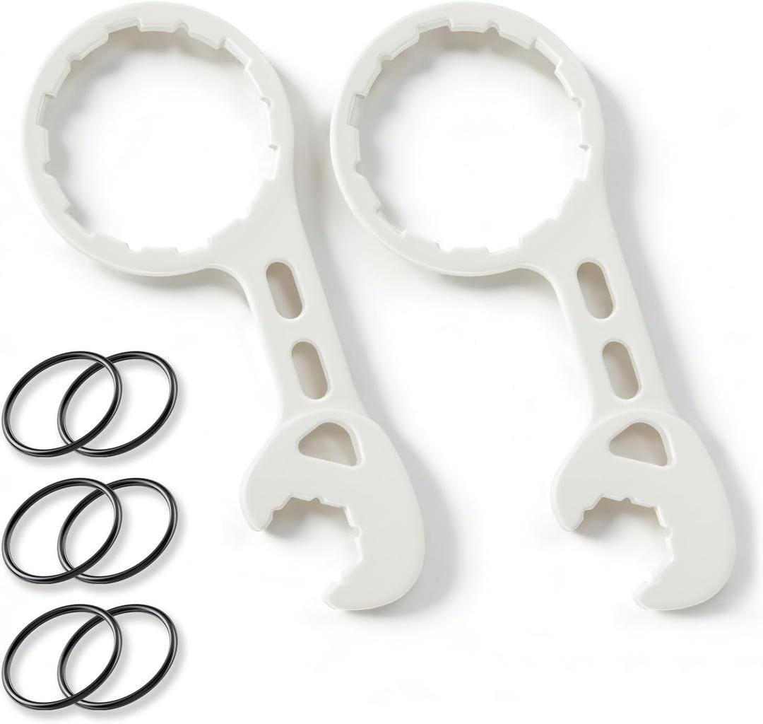 2 x 2 Packs Water Filter Wrench with 6 Durable Rubber O-Rings, Compatible with GE Water Systems GXWH20S, GXWH20T, GXWH20F, GXWH04F, GXRM10RBL, GX1S01R, Water Filter Housing Removal and Installation Tool