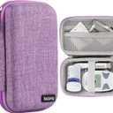 Diabetes Travel Case EVA Hard Shell Diabetic Supplies Bag Organizer for Blood Sugar Testing Kit, Glucose Monitor Kit with Meter, Glucose Test Strips, Lancets, Lancing Device, Alcohol Wipe (Purple)