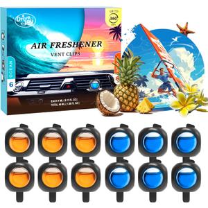 Car Air Freshener Vent Clips, 12 Pack, 6 Ocean, 6 Hawaiian, Provides Long-Lasting Scent, Up to 360 Days, Car Fresheners