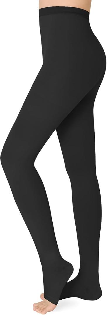 20 - 30mmHg Compression Pantyhose,1 Pair or 2 Pairs Comfortable Compression Leggings,Open Toe Design,Medical Waist High Compression Stockings for Edema, Varicose Veins, Swelling, Pregnant,Nurses, Athletes(Open Toe) (Small)