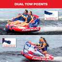 Airhead Mable Towable Tube for Boating, 1-4 Rider Inflatable Boat Tube for Water Tubing, Heavy Duty Full Nylon Cover, EVA Foam Pads, Dual Tow Point, Patented Speed Safety Valve, 2 Rider, Stars & Stripe