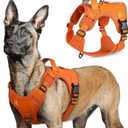 rabbitgoo Tactical Dog Harness for Large Dogs, No Pull Military Service Vest with Handle & Molle, Easy Control for Training Walking, Adjustable Reflective Straps, Orange, L