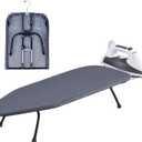 Foldable Table Top Ironing Board with Iron Rest, Portable Ironing Board Small with Heat Resistant Cotton Cover, Mini Iron Board for Small Space and Travel, 31"x12", Black (Blcak)