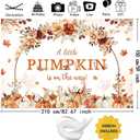 MEHOFOND 7x5ft Fall Pumpkin Baby Shower Banner Backdrop, a Little Pumpkin is on The Way Decor, Autumn Floral Pumpkin Baby Shower Photo Background, Maple Leaves Pumpkin Newborn Party Photo Supplies