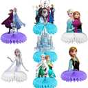 For Frozen Birthday Party Supplies, 7Pcs Honeycomb Centerpieces for FrozenParty Decorations, Double Sided Table Decorations Centerpieces Party
