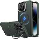 ESR for iPhone 14 Pro Phone Case with Stand, 23ft Military-Grade Drop Protection Heavy Duty Magnetic Phone Case, Compatible with MagSafe Accessories, Cyber Series, Green