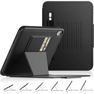 SEYMAC stock Case for iPad (A16) 11th/10th Generation 11''/10.9'', Strong Magnetic Auto Sleep Shockproof Case with Absorbing Multi-Angles Stand, Pen Holder, Card Slot, Black