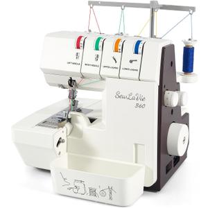 360 Upgraded Serger Overlock Sewing Machine, 2/3/4 Thread Capability, 1300 SPM High Speed, Easy Open Threading, Rolled Hem, Differential Feed, Pro Overlocker for Beginners and Tailors