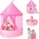 Hikiddy 3-in-1 Ball Pit & Play Tent for Toddlers: Large 40" Pink Kids Ball Pit and Princess Tent - Princess Castle Playhouse Tent for Girls Kids Babies - Foldable Portable Toys for Indoor & Outdoor