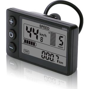 Electric Bike LCD Display Meter, 24V 36V 48V E Bike Display Meter Control Panel with Waterproof Plug Conversion Kit for Electric Scooter 22.2mm/0.9in Handlebars