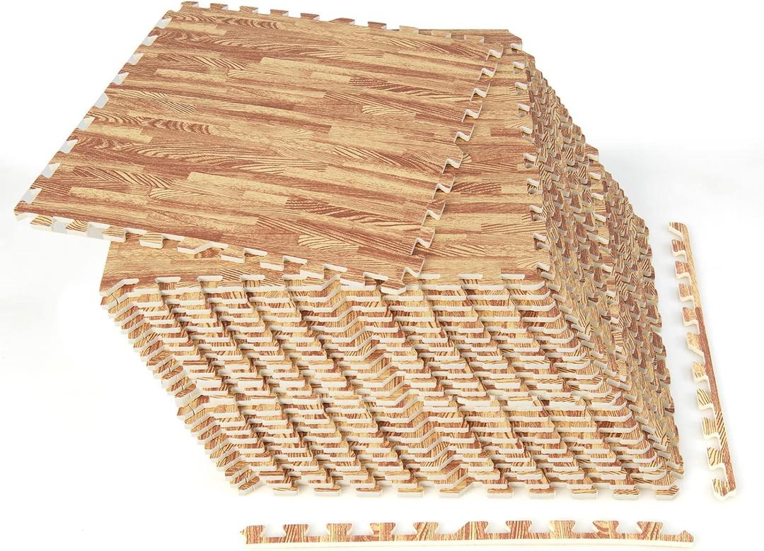 Tangkula 24 Tiles Foam Flooring Mats with Border, 96 SQ FT EVA Interlocking Exercise Foam Mats for Exercise Equipment, Elastic Puzzle Play Mats, 3/8 Thick Non-Slip Workout Floor Mats for Home Gym