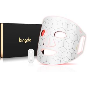 Red Light Therapy for Face, 4 Modes LED Face Mask Infrared Light Therapy with Remote, Portable and Rechargeable Design with Timer Function for Home Use (White)