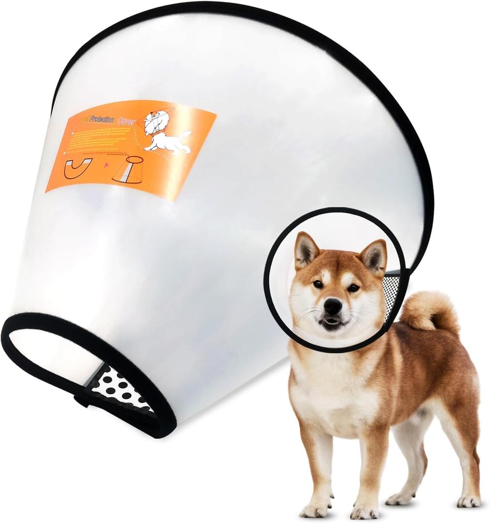 Adjustable Dog Cone Collar After Surgery Soft Cone of Shame Alternatives for Dog Cat Puppy Plastic Elizabethan Collar for Dogs from Licking Biting Scratching Wounds(XL,Neck:13-14.2in) (White)