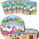 2 x Summer Christmas Baby Shower Decorations - 50Pcs Christmas in Summer Plates and Napkins Set Tropical Hawaiian Xmas Party Supplies for Beach Pool Picnic, Serves 25