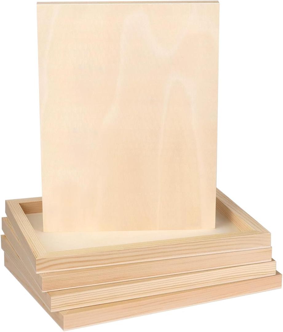 FSWCCK 5 Pack 9 x 12 inch Wood Panel Boards, Unfinished Wood Canvas Panels for Crafts, Painting Canvas, DIY Art Projects, Pouring, Arts Use with Oils, Acrylics