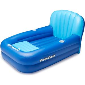 SOLSTICE Inflatable Pool Lounger Float for Relaxation – Raft for Group Pool, Beach & Lake Use, Cooler Couch, Blue