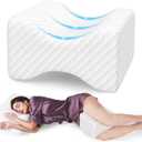SweetSlubr Memory Foam Knee Pillow for Side Sleepers, Support Leg Pillow for Side Sleeping, Smooth Spine Alignment Pillow, Cushion for Hip, Back, Sciatica, Knee, Joints Pain Relief, White