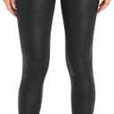 Colorfulkoala Women's High Waisted Matte Faux Leather Leggings Full Length Yoga Pants (S, Black)