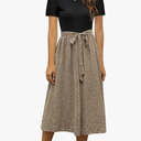 Zattcas Women 2025 Summer Dress Short Sleeve Ribbed Teacher Church Modest Business Casual Work Outfits Midi Dress.S