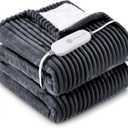 HYLEORY Heated Blanket Electric Twin, Soft Flannel Sherpa Heater 5 Heat Settings and 10 Hours Auto Shut-Off Heating Blanket ETL Certification Over-Heat Protection Machine Washable,Deep Grey (Twin(62"x84"))