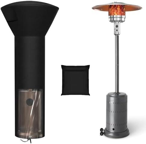 SIRUITON Patio Heater Covers,420D Outdoor Heater Cover With Transparen Film,Zipper and Storage Bag & Dustproof,Waterproof,Wind-Resistant,UV-Resistant,（87" Height x 33.4" Dome x 19.3"Base）