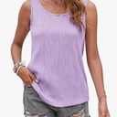 Womens Tops Summer Sleeveless T-Shirts Loose Casual Crewneck Textured Tee Blouses size S, Purple
