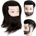 Mannequin Head Human Hair, Cosmetology Students Training Doll Head for Hair Styling & Barber Mannequin Head Male for Practice Hair Cutting or Trim Beard