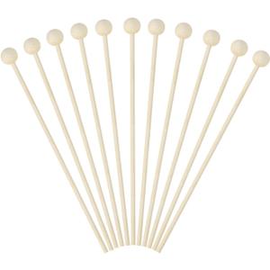 Rock Candy Sticks with Ball Penta Angel 50Pcs 6Inch Wooden Cake Pop Treat Sucker Swizzle Stirrer Sticks for Christmas Birthday Party Chocolate Cake Topper Decoration (Natural Wood, 15cm)