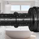 Black Shower Curtain Rod 36-84 Inch(3-7ft) Never Rust No Drilling Spring Tension Shower Rod, Adjustable Curtain Rod for Bathroom Window Living Room (Matte Black)