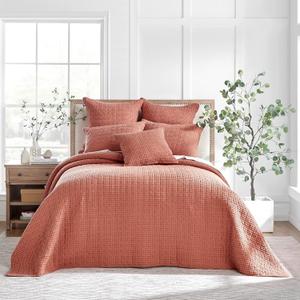 Levtex Home - Mills Waffle - King Quilted Bedspread Set - Adobe Cotton Waffle - Bedspread Size (120 x 104in.), Sham Size (36 x 20in.)