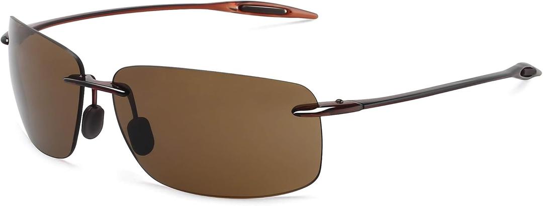 JULI Sports Sunglasses for Men Women Tr90 Rimless Frame for Running Fishing Golf Surf Driving MJ8009